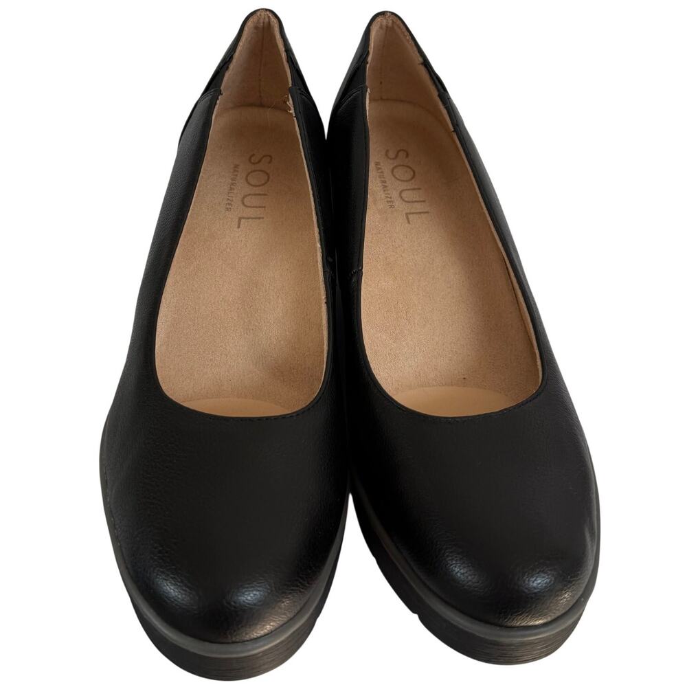 SOUL Naturalizer About Time Women's 8.5M Black Comfort Platform Wedge Pump Shoes
